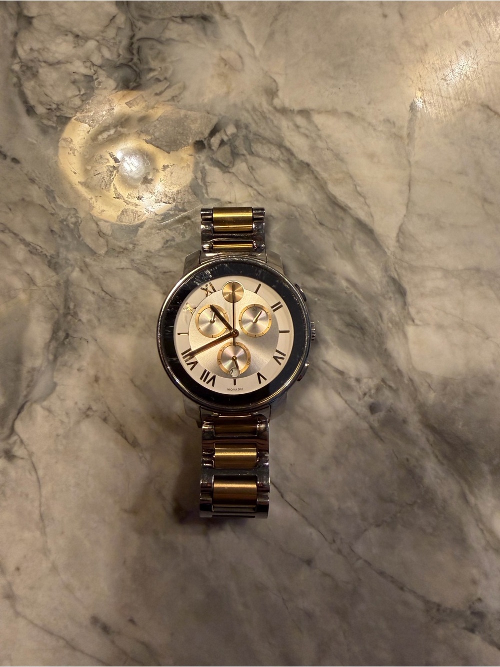 Movado Two-Tone Silver and Gold Chronograph Watch